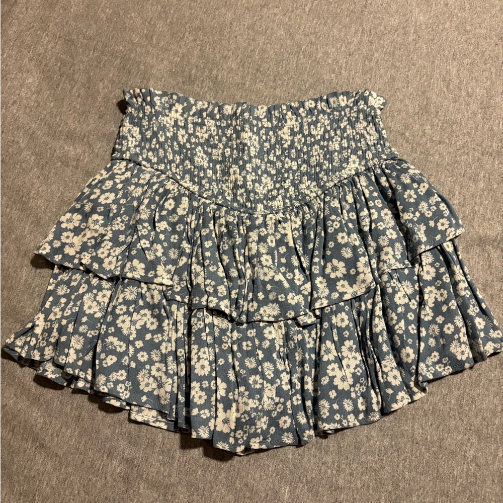 Altar'd State Blue Floral Mini Skirt